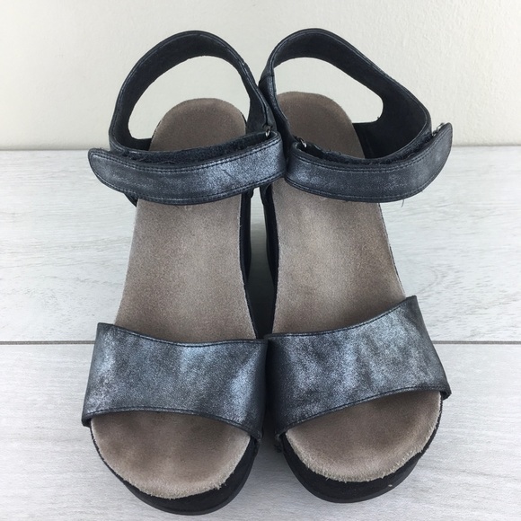 Antelope Metallic Black 772 Wedge Sandals Studded - Picture 4 of 8